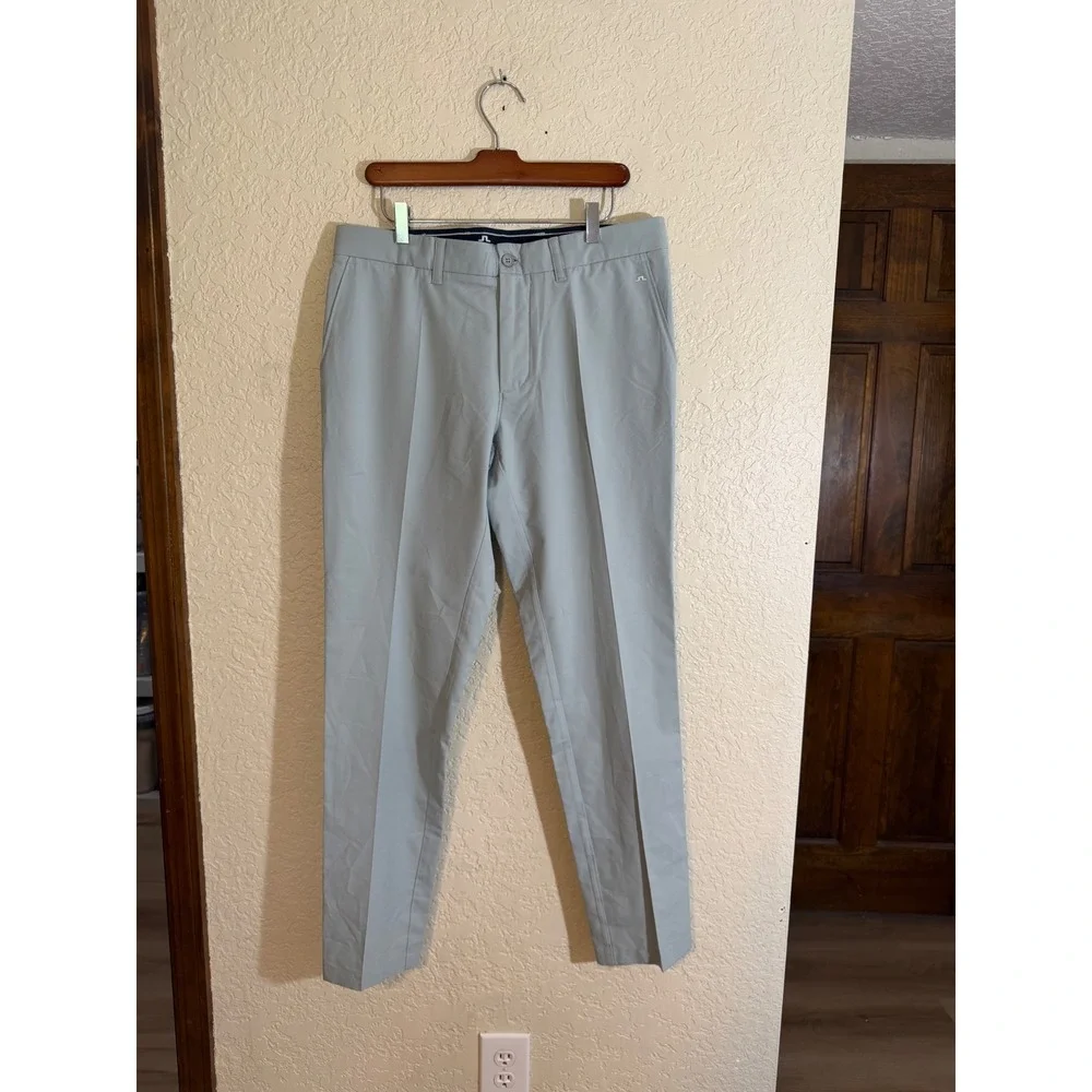 J.Lindeberg Elof Tight Light Poly Pants Light Blue 32/32 Mens Slim Golf Chinos